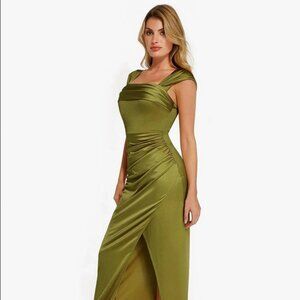 Shapewear Off Shoulder Shine Ruched Sculpting Maxi Dress